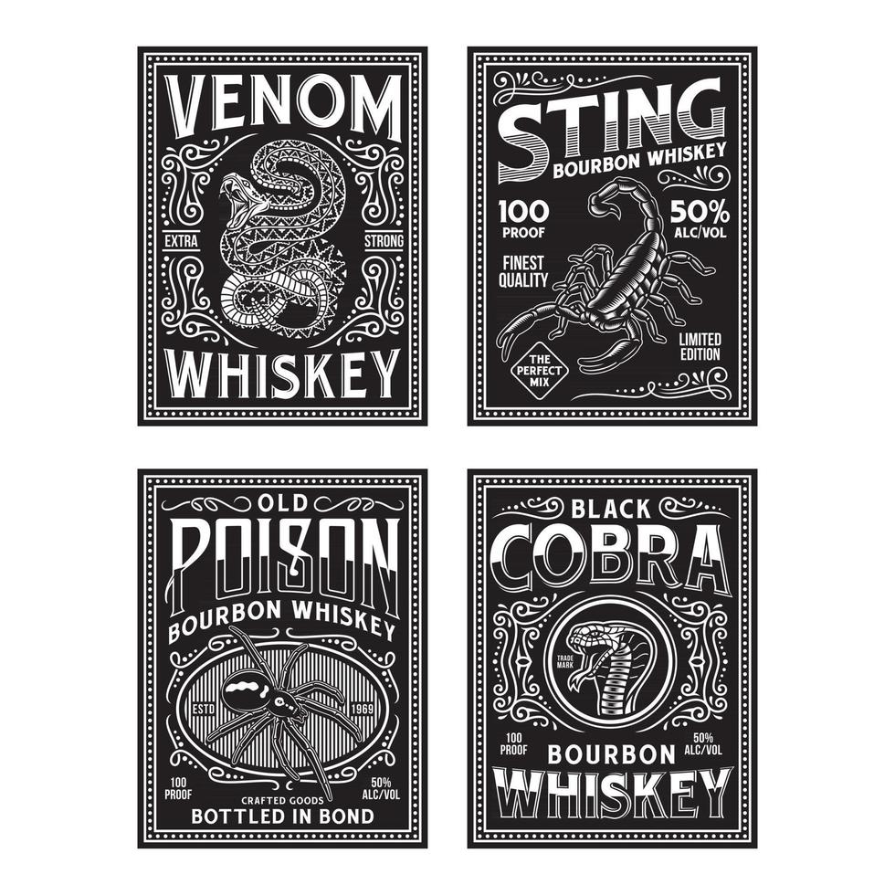 vintage whisky label vector grafische collectie