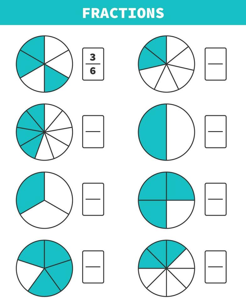 vector tekening van breuken werkblad