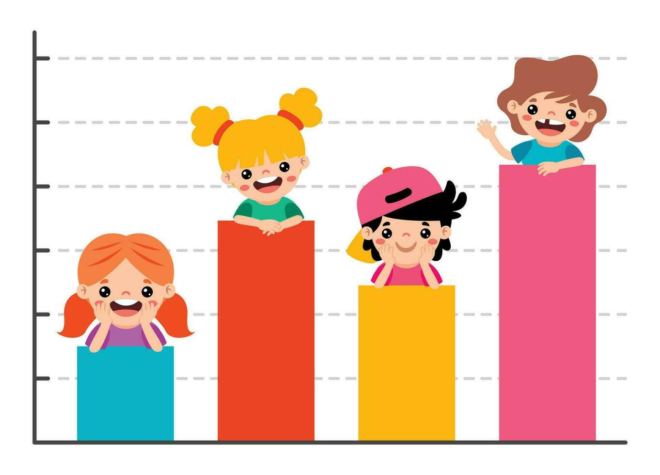 tekenfilm kinderen poseren Aan bar diagram vector