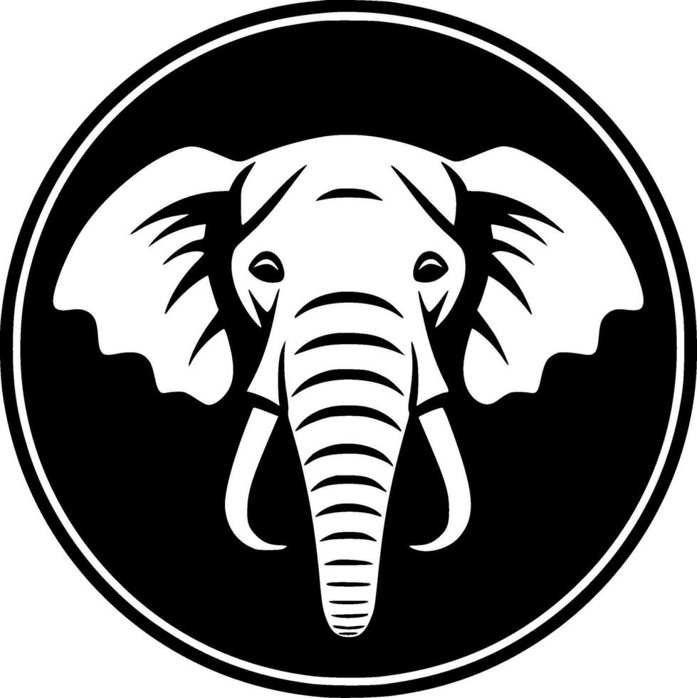 olifant - zwart en wit geïsoleerd icoon - vector illustratie