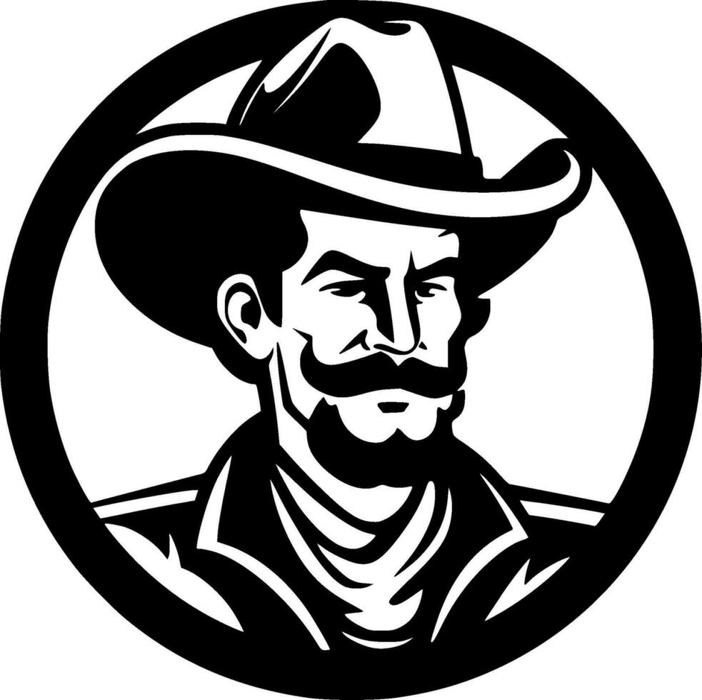 cowboy - zwart en wit geïsoleerd icoon - vector illustratie