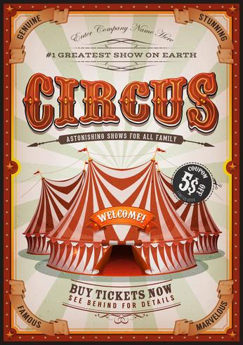 Vintage circusaffiche met grote bovenkant vector