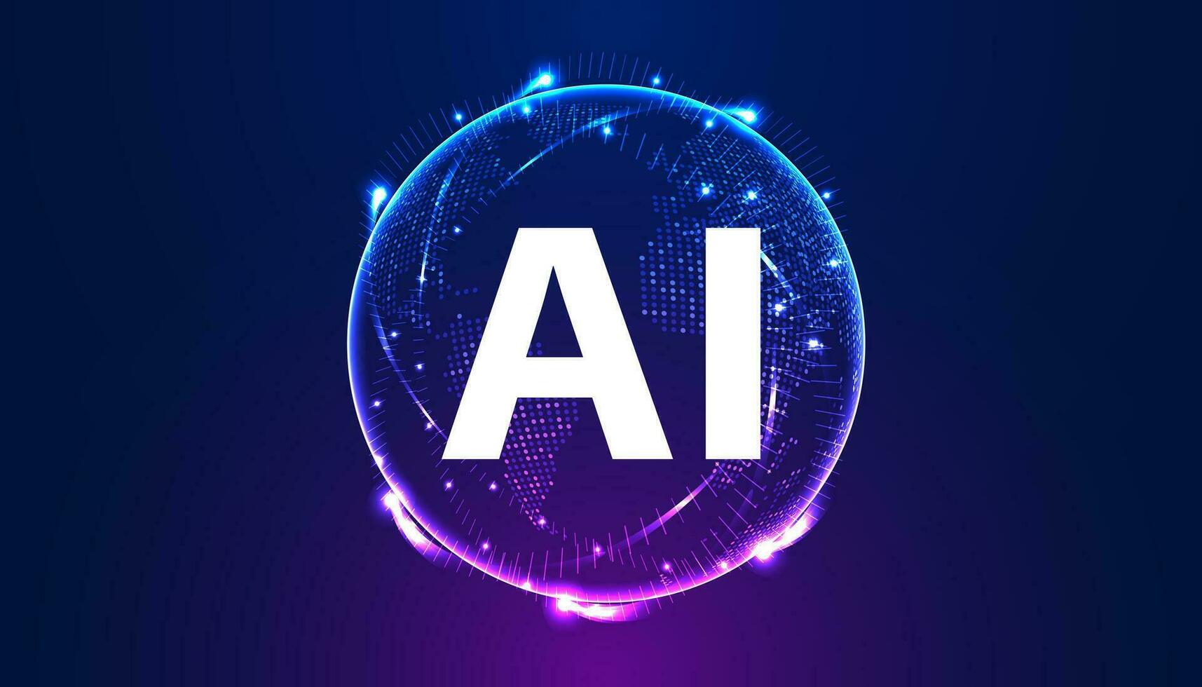 abstract wereld kunstmatig intelligentie- Aan cirkel digitaal en technologie achtergrond met computer systemen licht blauw. vector