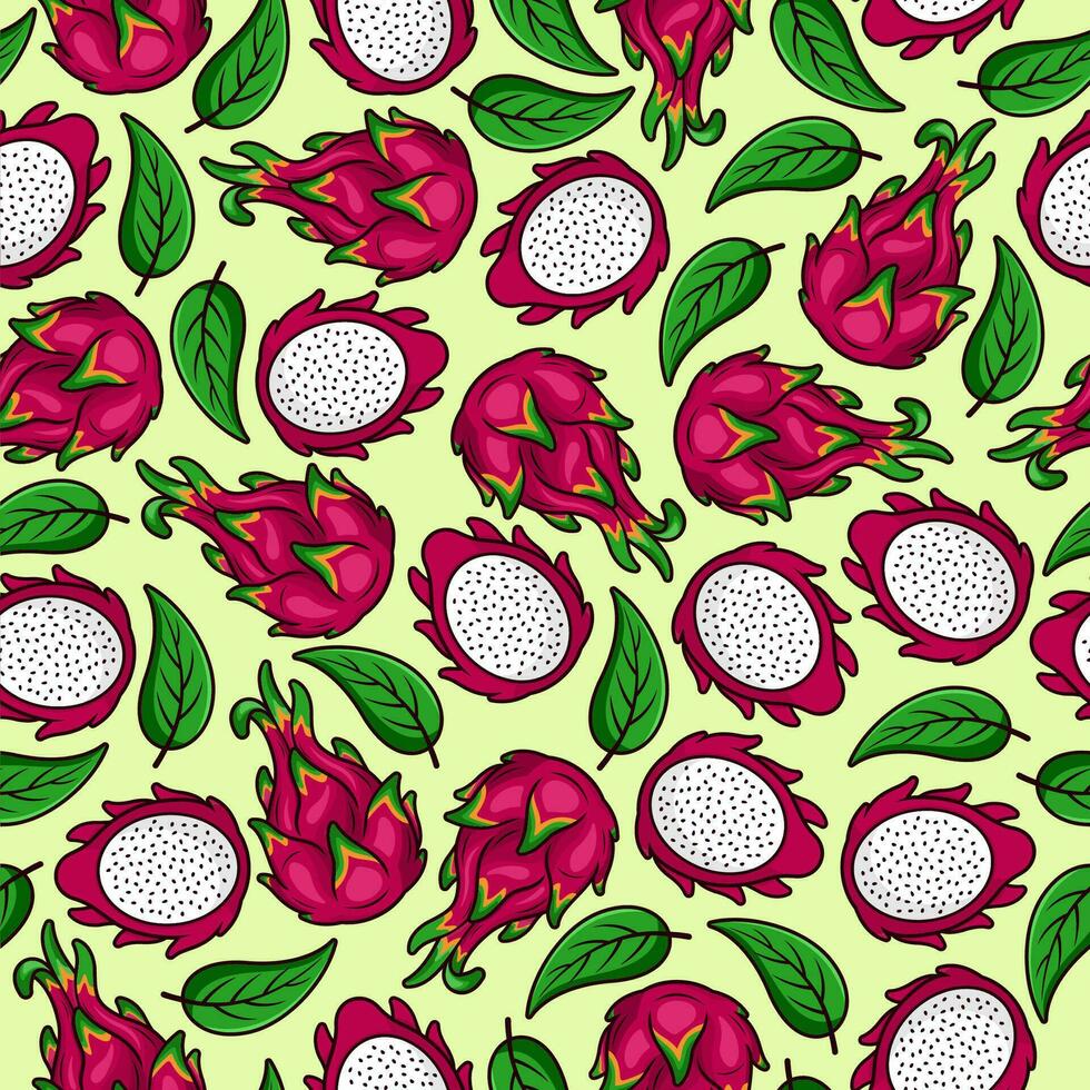 draak fruit naadloos patroon achtergrond illustratie vector