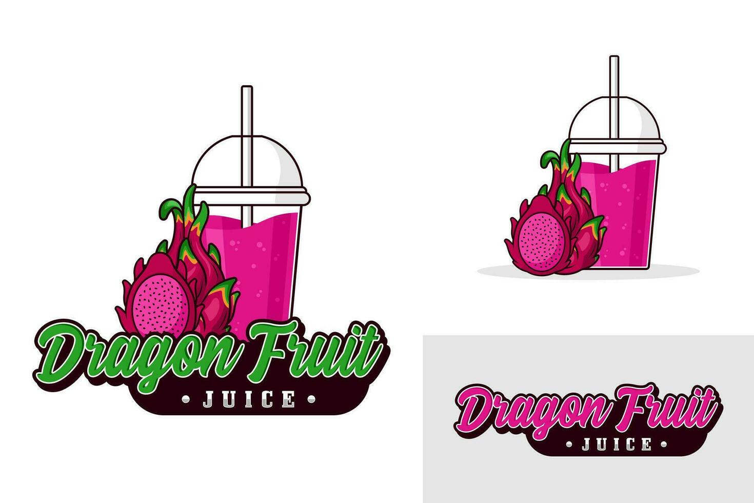 draak fruit sap drinken logo ontwerp illustratie verzameling vector