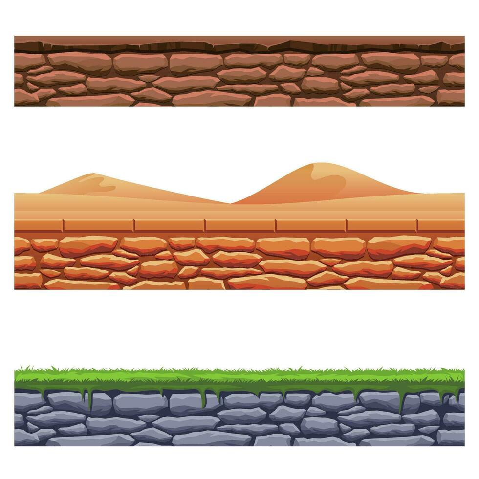 naadloos landschap elementen reeks in 2d spel stijl vector