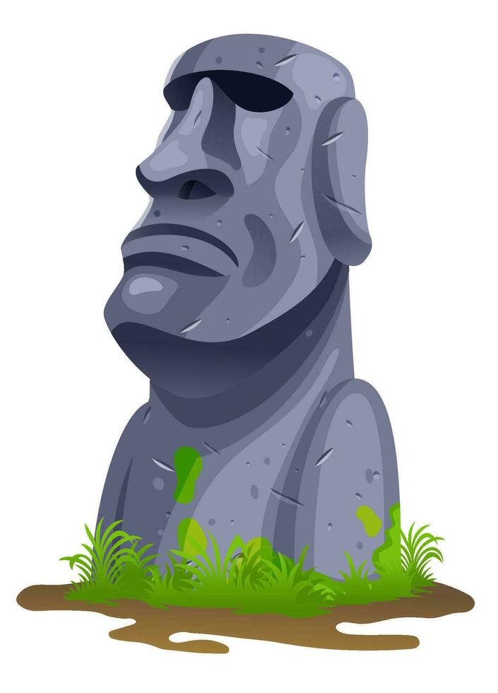 moai Aan Pasen eiland geïsoleerd vector tekenfilm steen beeldhouwwerk