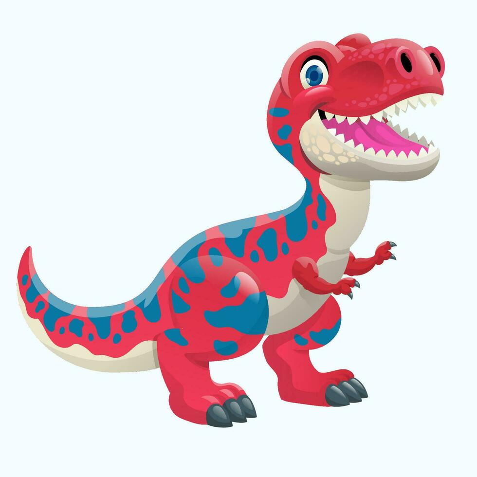 tyrannosaurus schattig grappig tekenfilm kinderen boek stijl vector