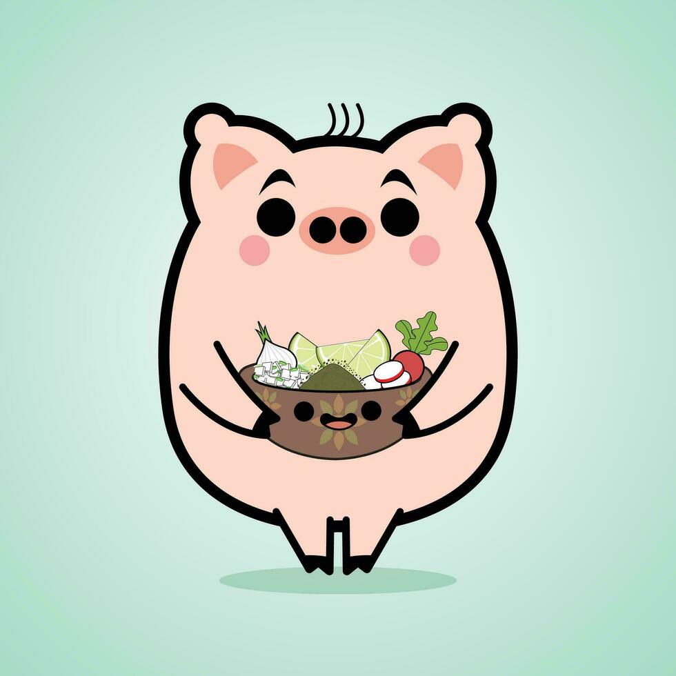 tekenfilm varken met voedsel vrij vector illustraties