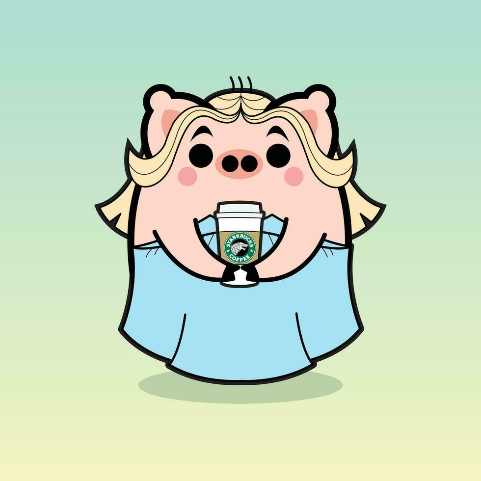 meisje met koffie vrij vector mascotte ontwerp