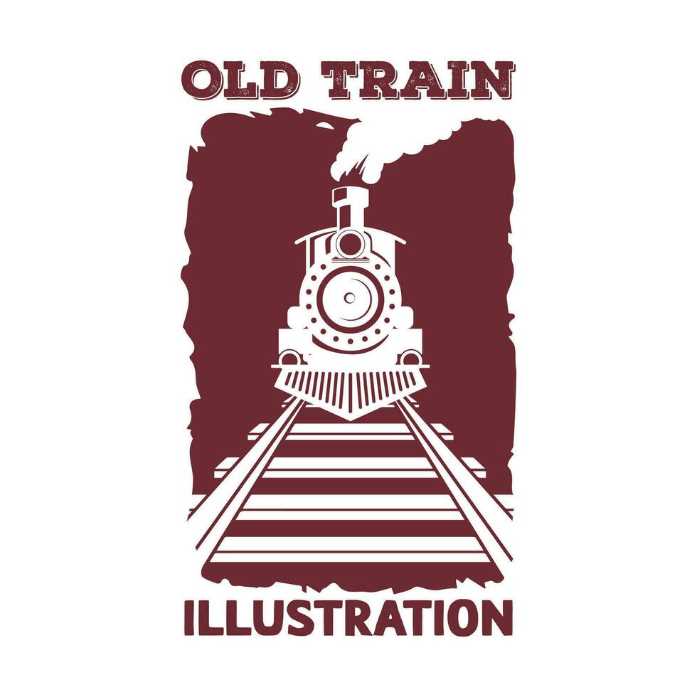 wijnoogst retro oud locomotief trein Aan spoorweg illustratie vector