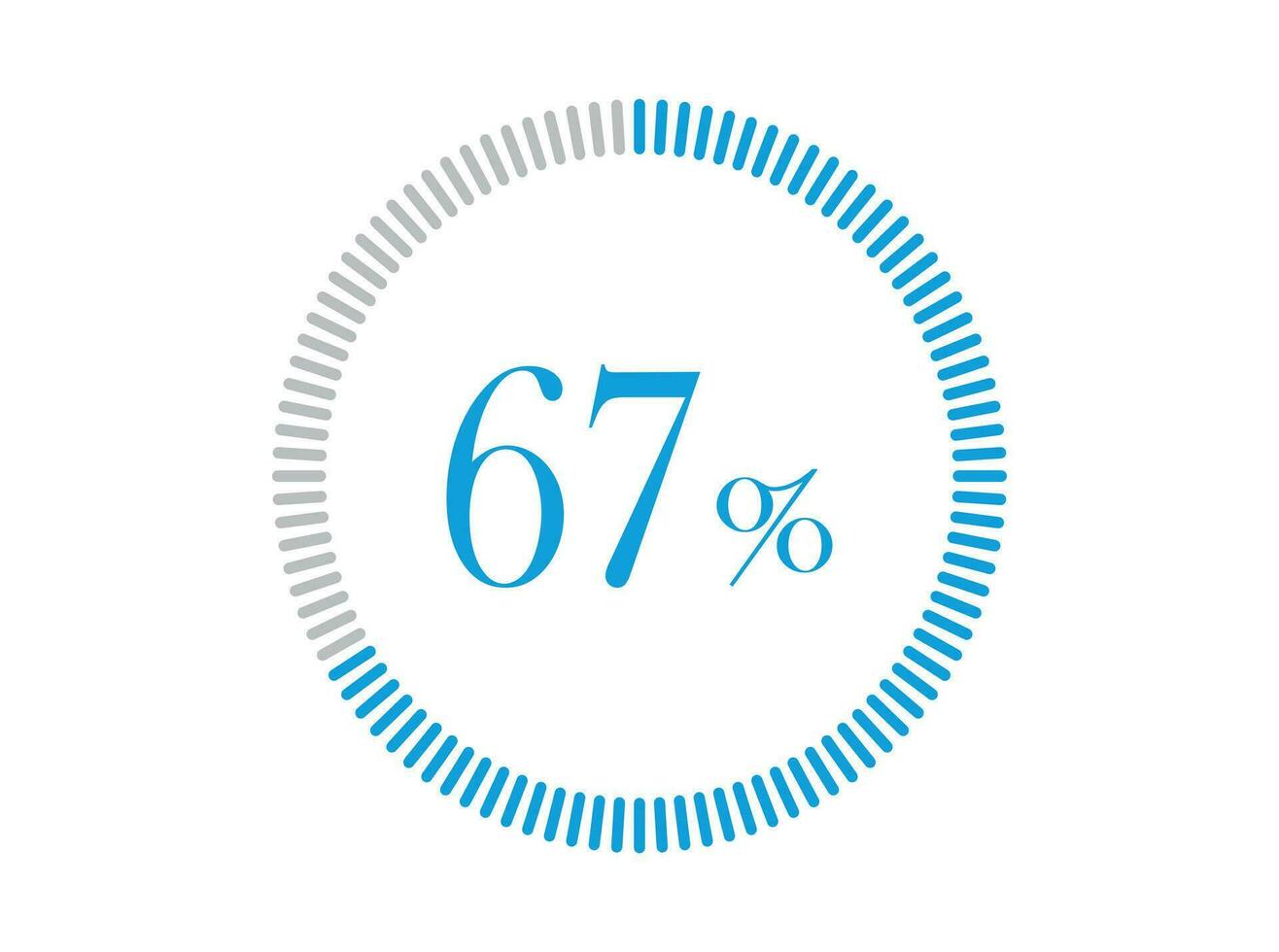67 procent bezig met laden. 67 procent cirkel diagrammen infographics vector, percentage klaar naar gebruik voor web ontwerp. vector