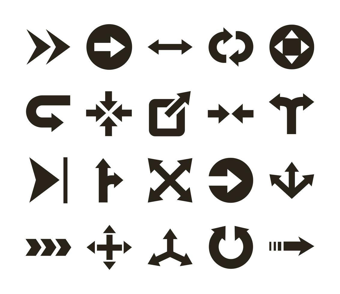 bundel van pijlen set pictogrammen vector