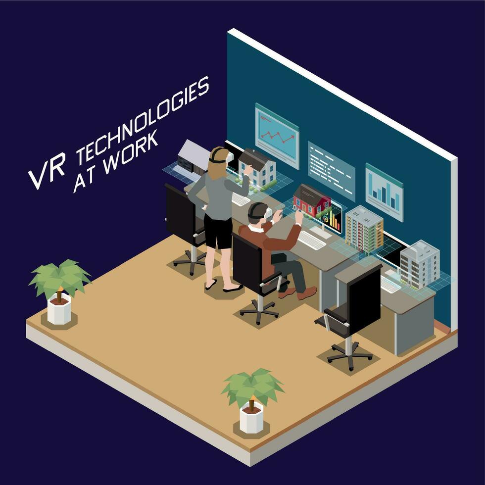 vr kantoor werk samenstelling vector