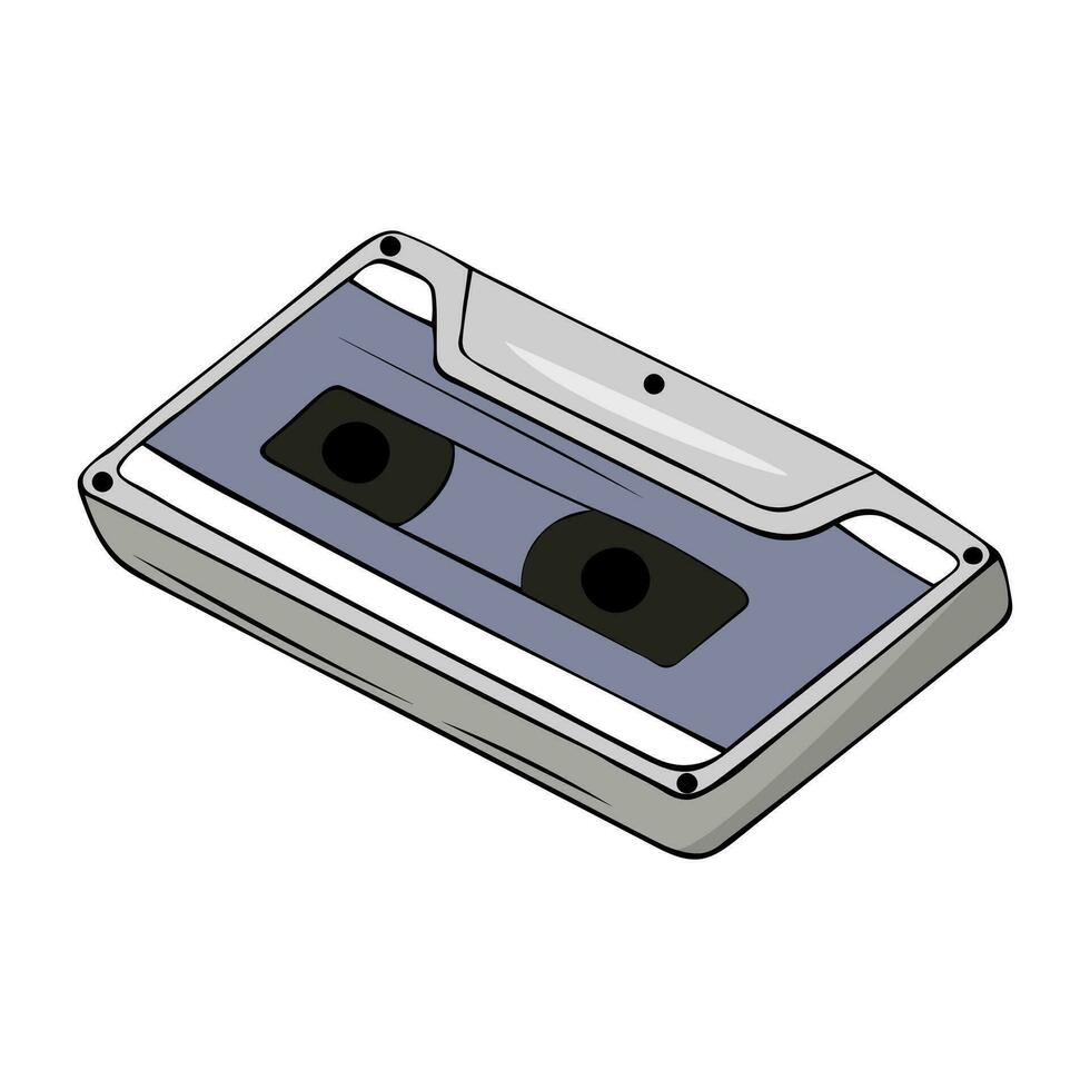 hand- getrokken cassette plakband Aan een wit achtergrond. vector illustratie.