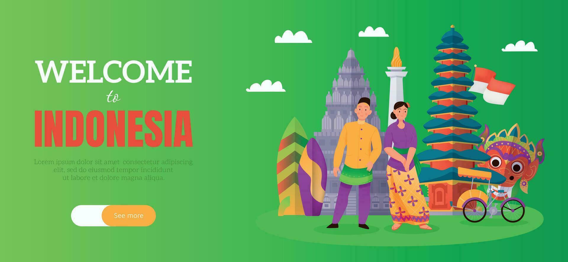 Indonesië vlak poster vector