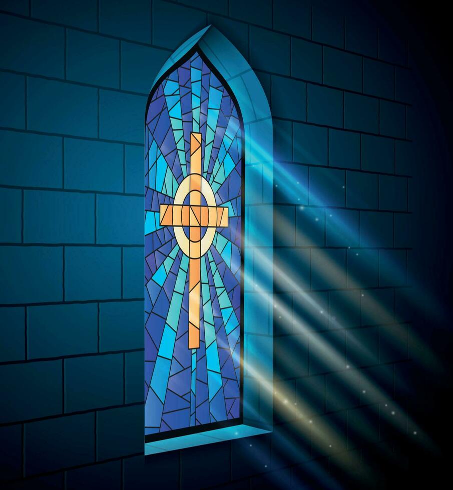 kerk mozaïek- venster samenstelling vector
