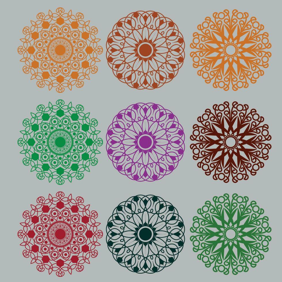 ornament ronde reeks met mandala. meetkundig cirkel element gemaakt in vector. perfect reeks voor ieder andere soort van ontwerp vector