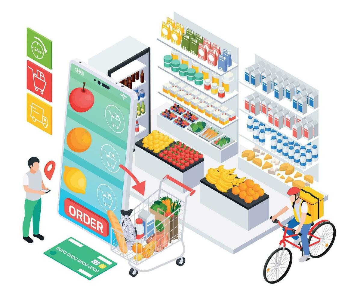 supermarkt voedsel levering samenstelling vector