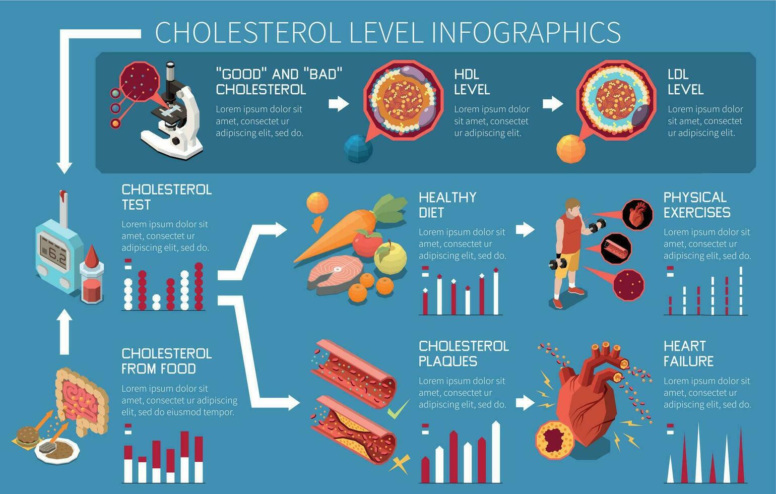 cholesterol niveau infographics vector