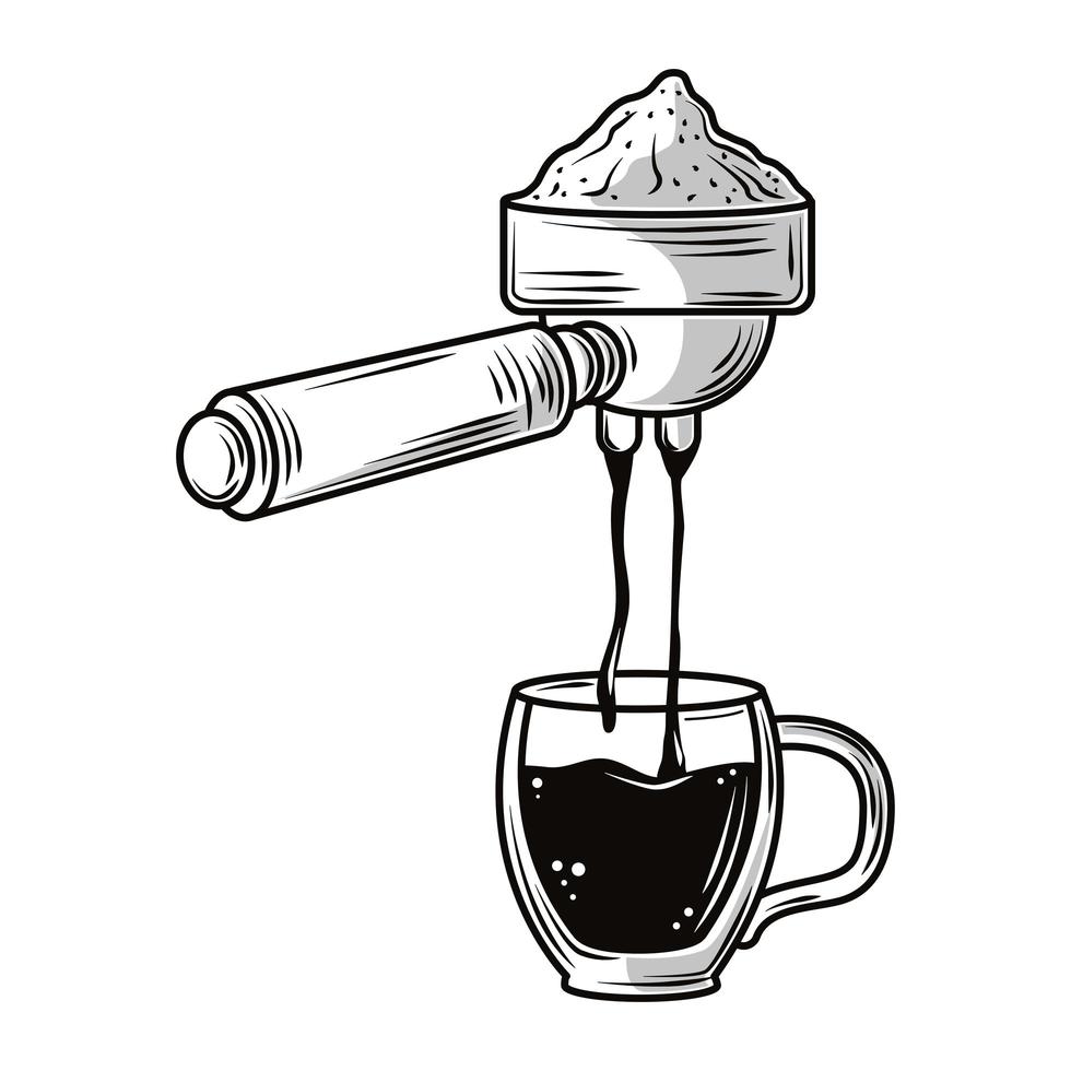 koffie portafilter schets vector