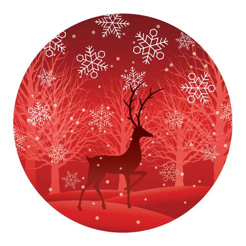 Kerstmis om illustratie met bos en rendier. vector
