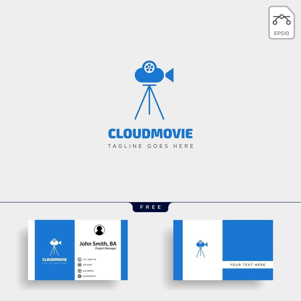 cloud video film badge eenvoudig logo sjabloon met zwarte kleur vector illustratie vector bestand