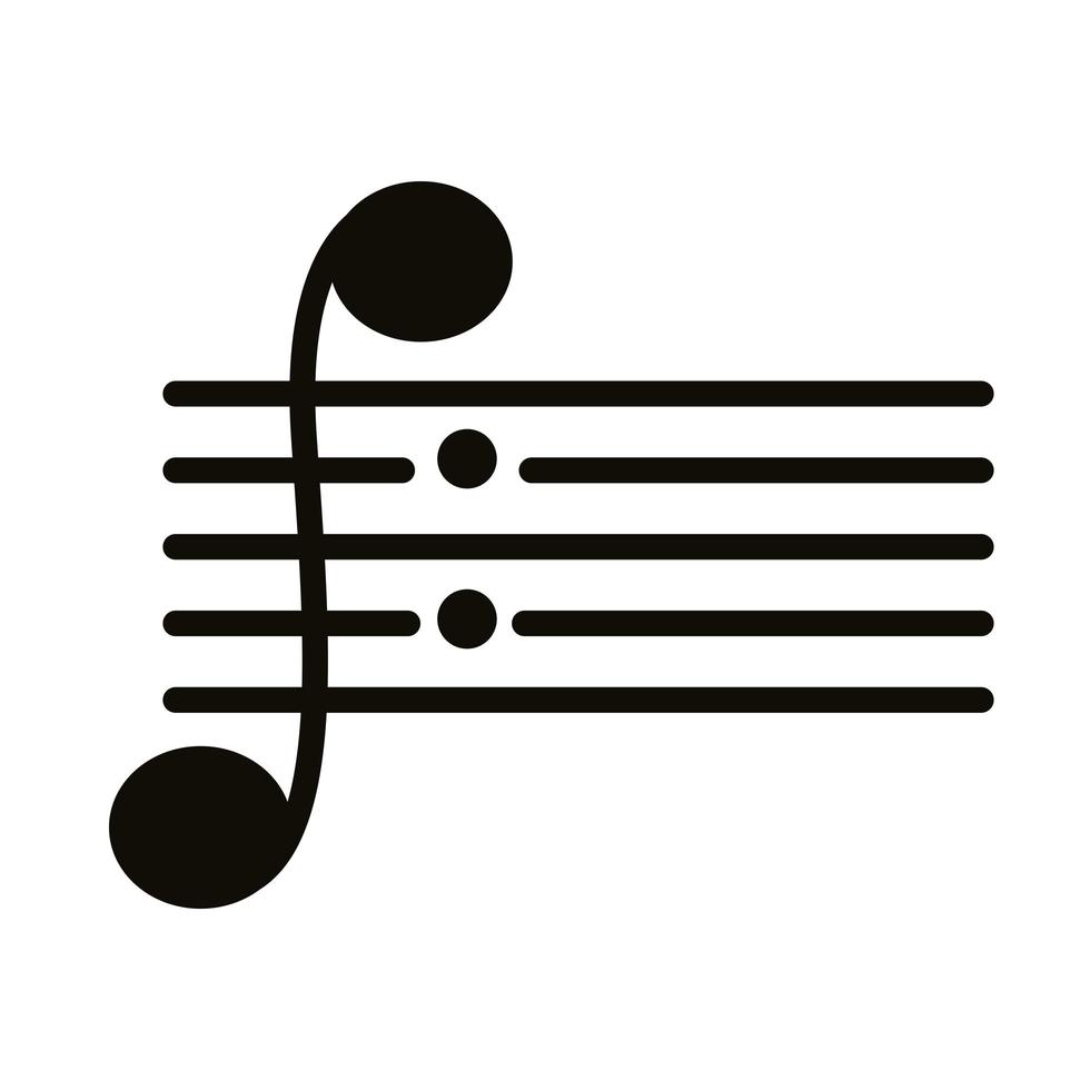 muzieknoot in muzikaal partituur silhouet stijlicoon vector