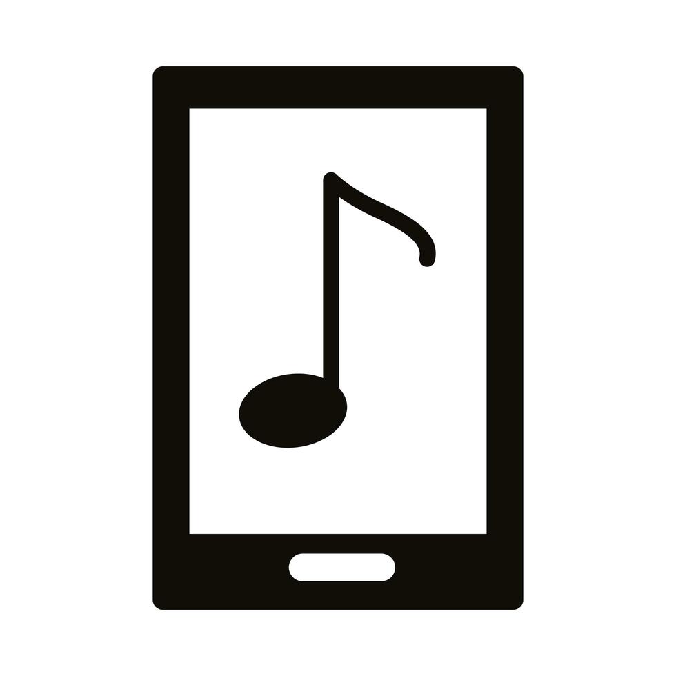 muzieknoot in smartphone silhouet stijlicoon vector