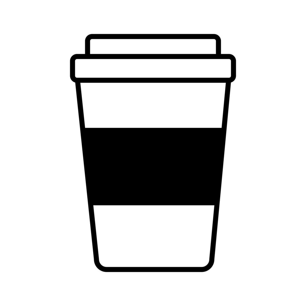 koffie plastic container drankje lijn stijlicoon vector