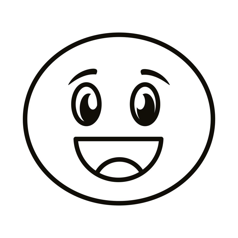 gelukkig emoji gezicht klassieke lijn stijlicoon vector