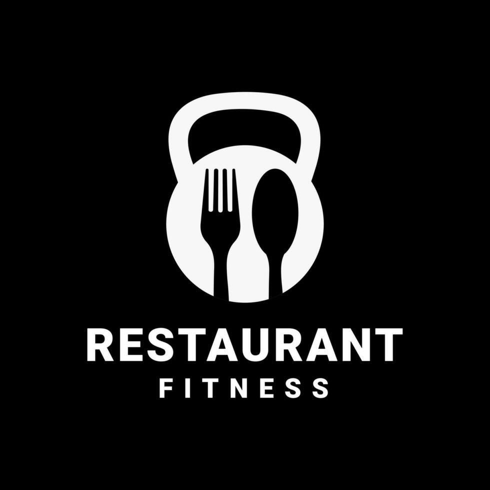inspiratie waterkoker klok met lepel en vork wijnoogst retro gezond restaurant logo vector ontwerp sjabloon, icoon, symbool. donker achtergrond