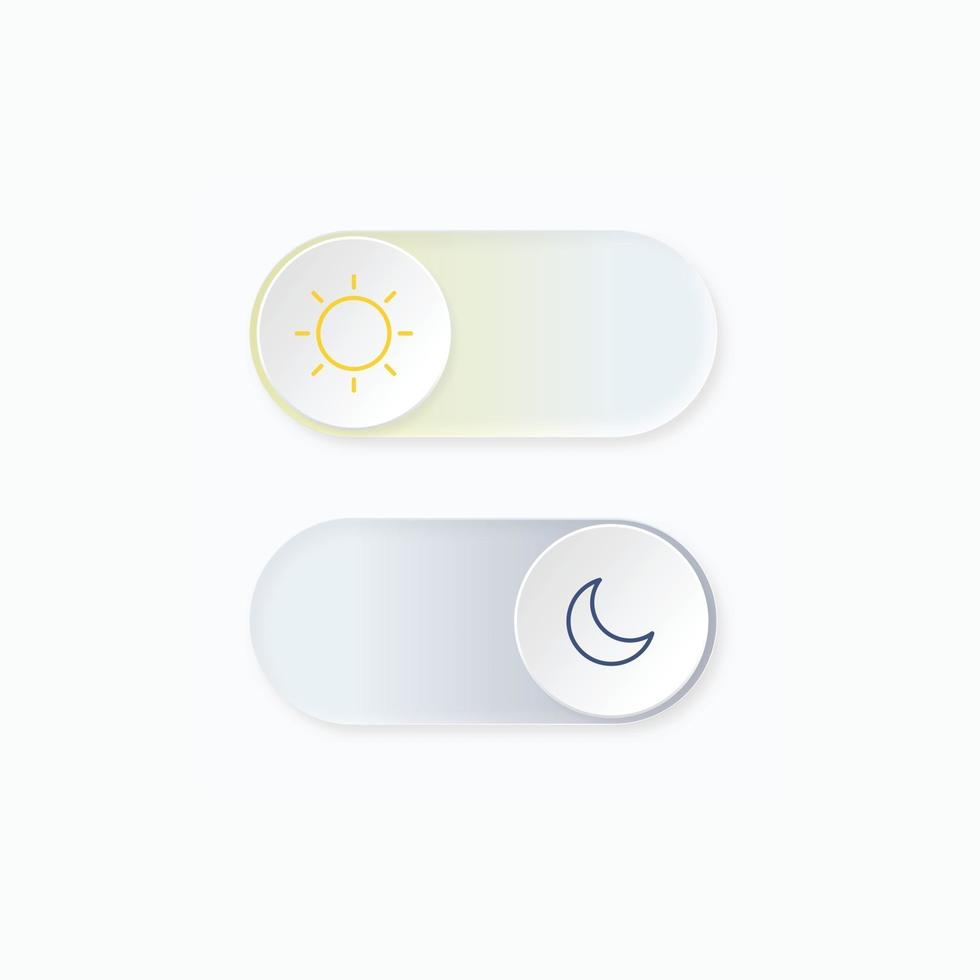 dag nacht schakelaar mobiele app pictogram interface ontwerpconcept vector