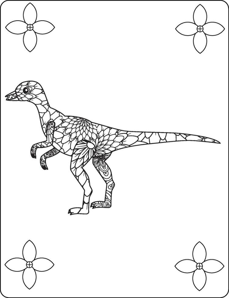 dinosaurus mandala kleur Pagina's. zentangle stijl. dinosaurus zwart en wit lijnen. kleur boek voor volwassenen vector illustratie. anti stress kleur voor volwassen. zentangle stijl. zwart en wit lijnen.
