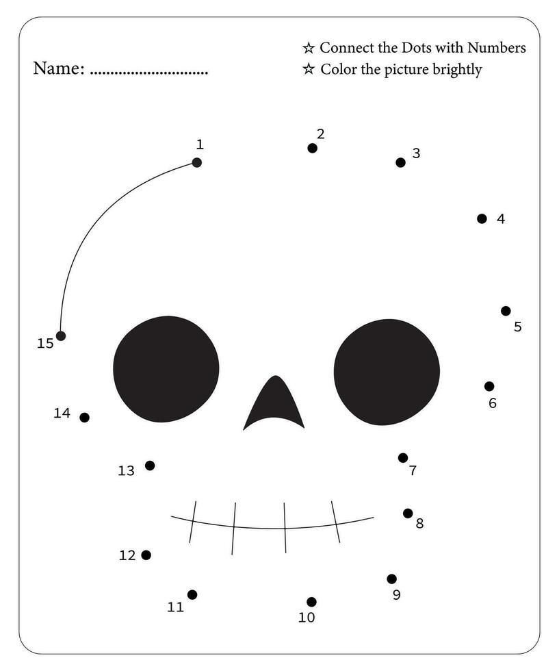 halloween punt naar punt Pagina's voor kinderen, halloween kleur Pagina's, halloween vector