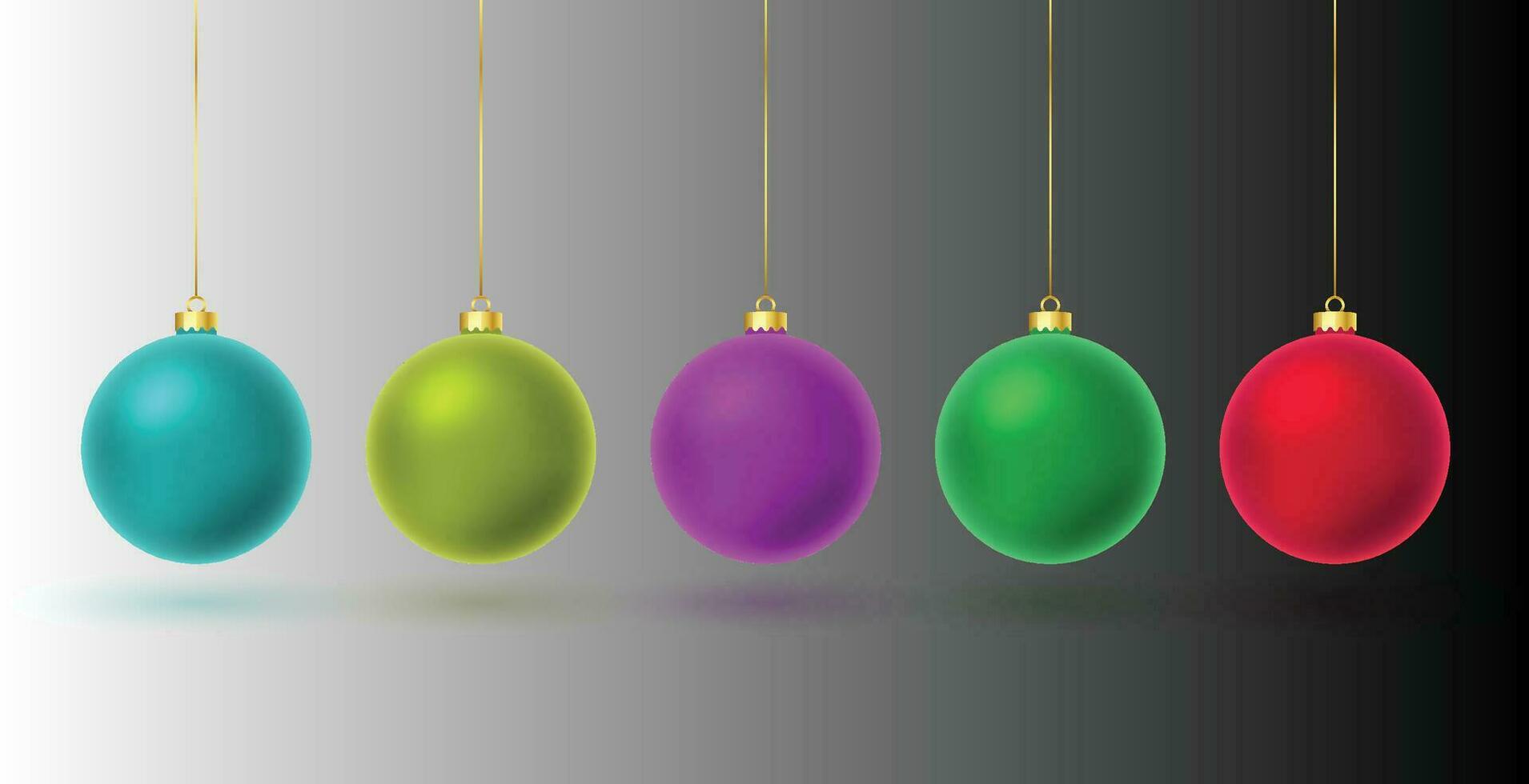 kleurrijk glimmend gloeiend Kerstmis ballen. Kerstmis glas bal. vakantie decoratie sjabloon. vector illustratie.