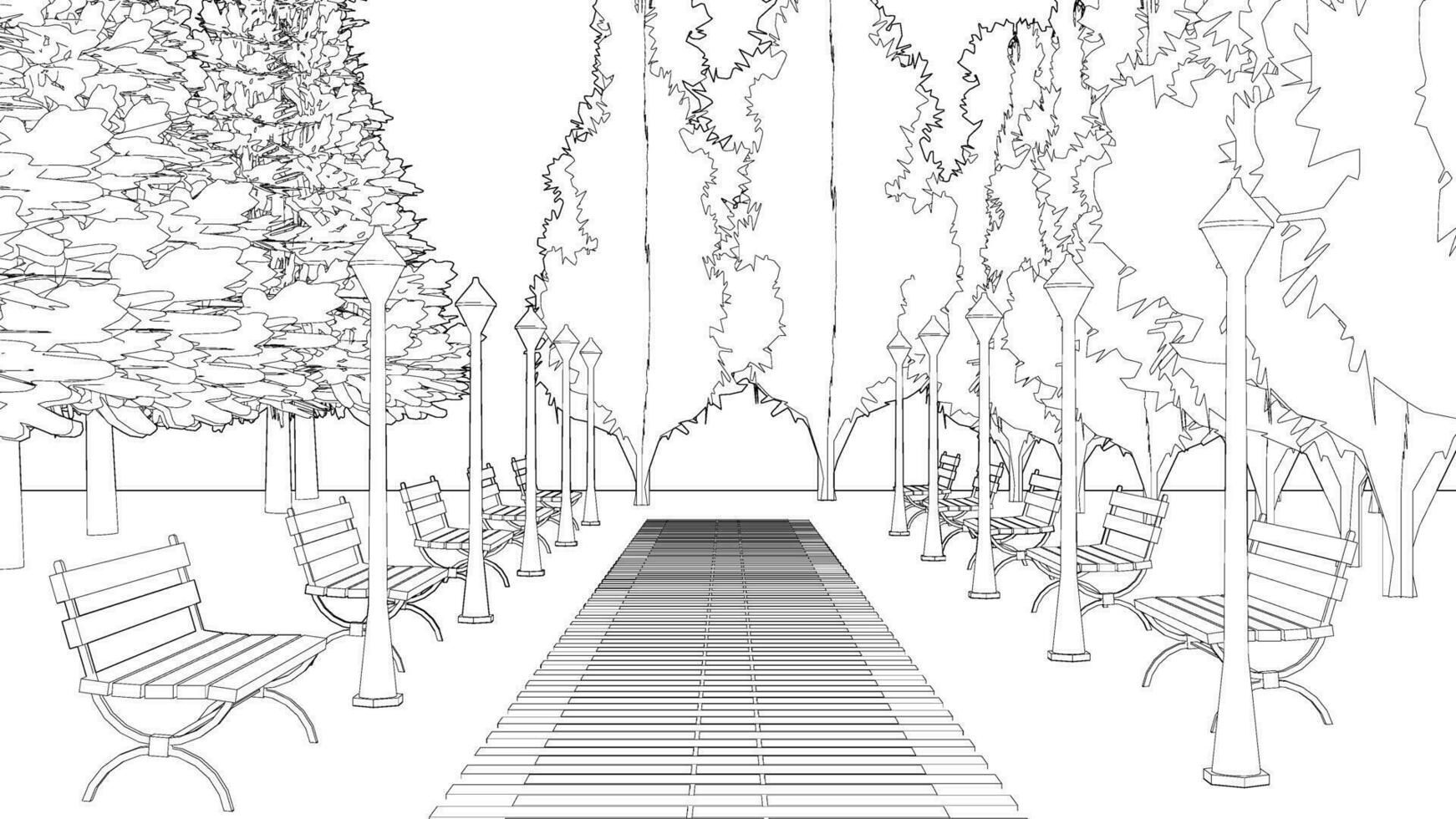 3d illustratie van park en landschap project vector