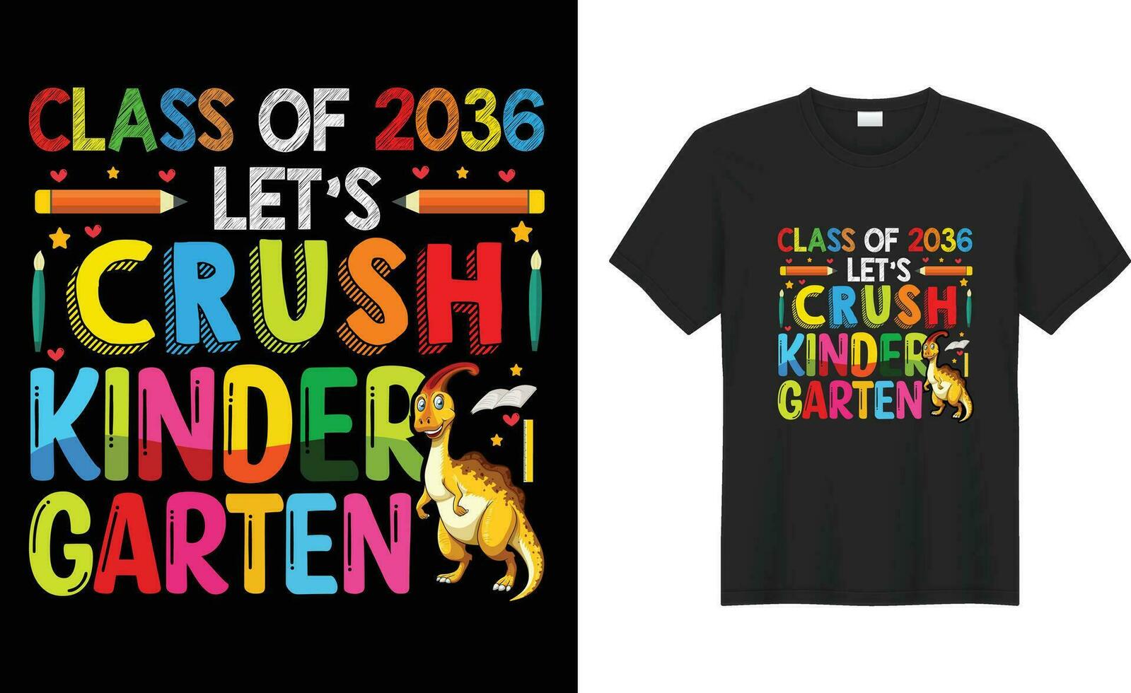 gelukkig 100ste dag van school- typografie t-shirt ontwerp afdrukken klaar vector sjabloon. klasse van 2036 laten we verpletteren kleuterschool