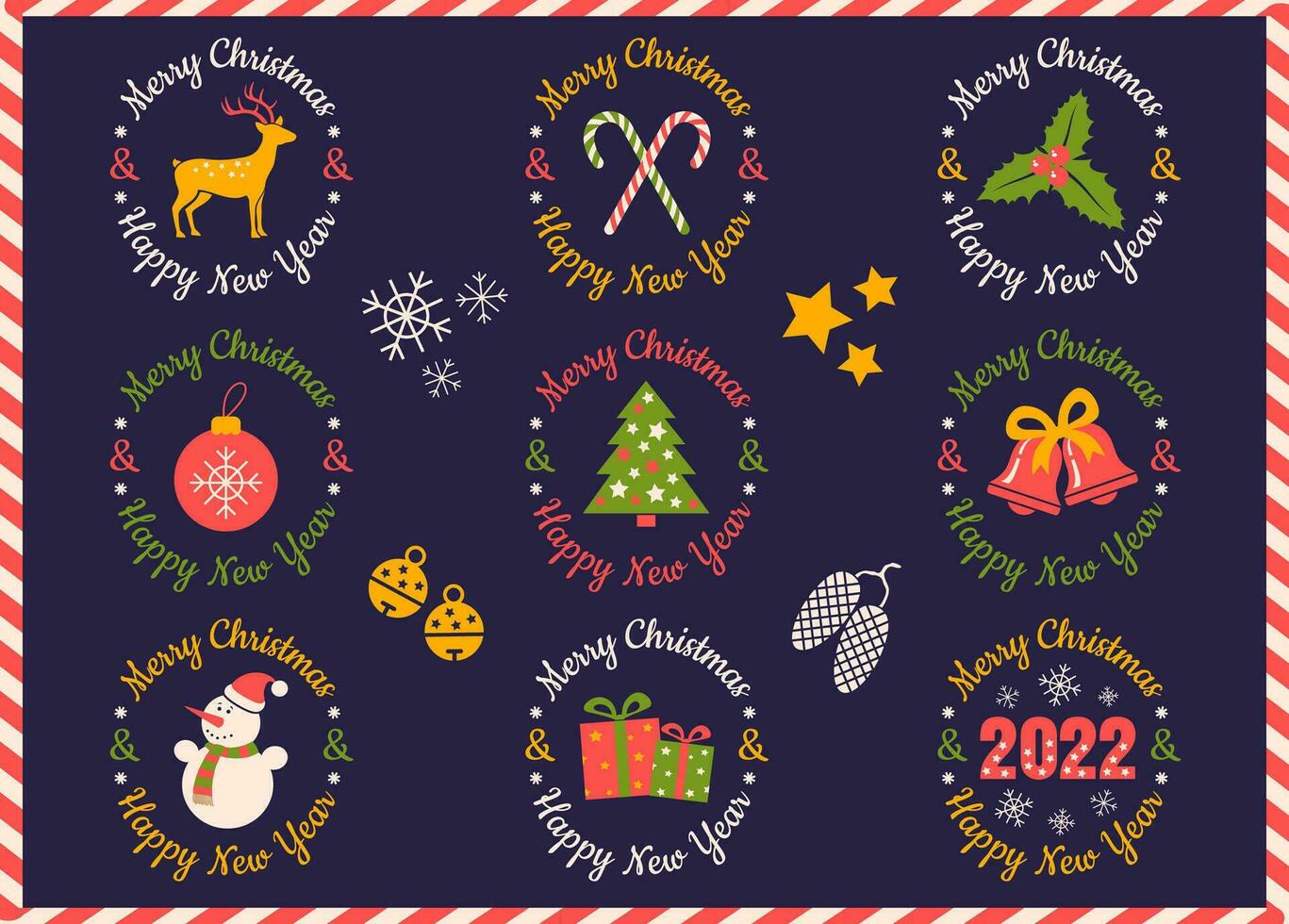 vector reeks wijnoogst logos voor Kerstmis en nieuw jaar.