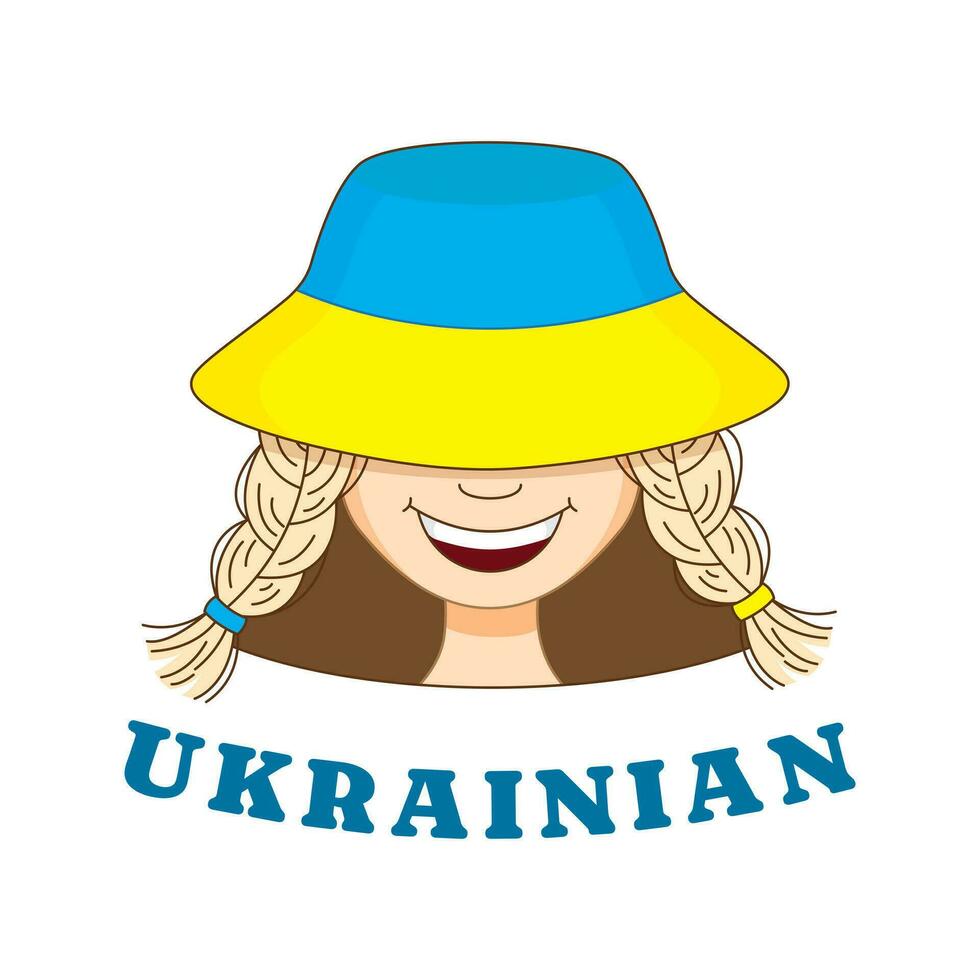 meisje in Panama met oekraïens vlag afbeelding. logo concept voor oekraïens taal school, online cursussen. vector