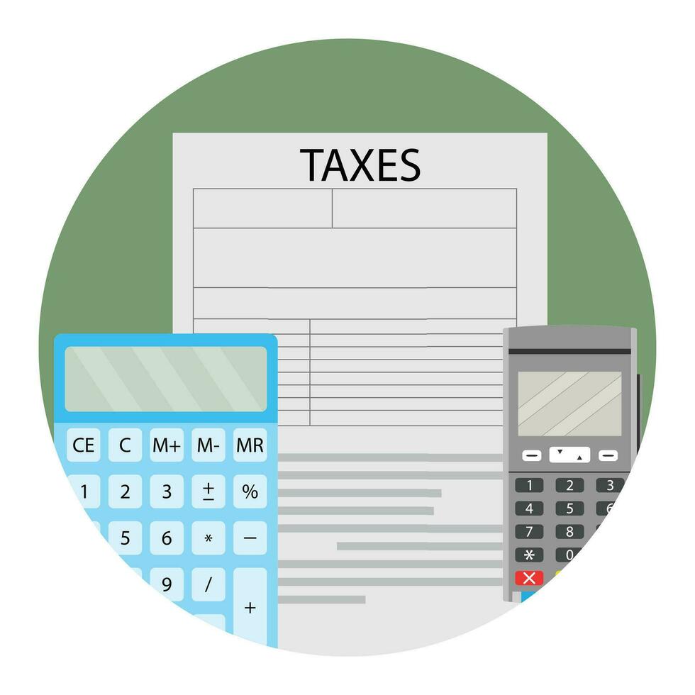 jaar- belasting berekening. berekenen vector belasting icoon, illustratie van belasting onderhoud app icoon