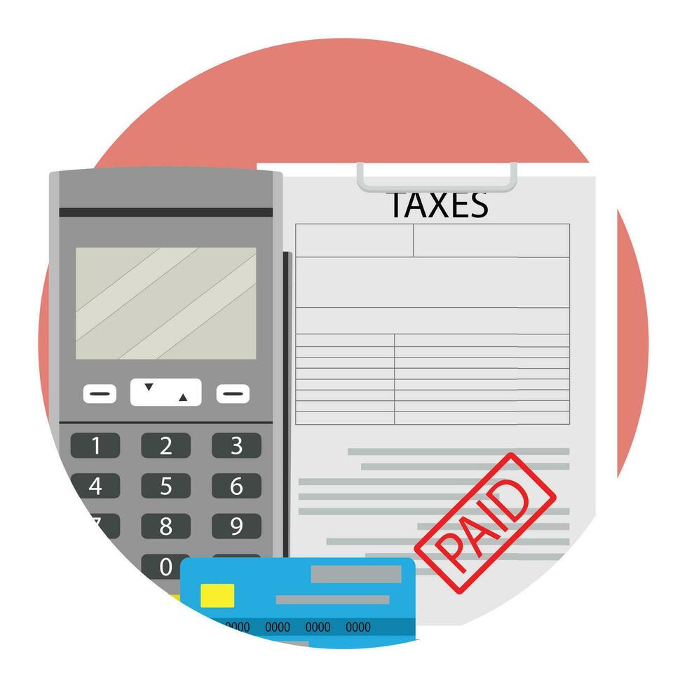 financieel belastingheffing betaald. vector belasting boekhouding, belasting vormen betaald illustratie