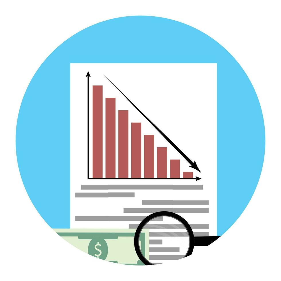 analyse van financieel crisis app icoon. financieel economisch crisis, recessie en faillissement voorraad markt. vector illustratie