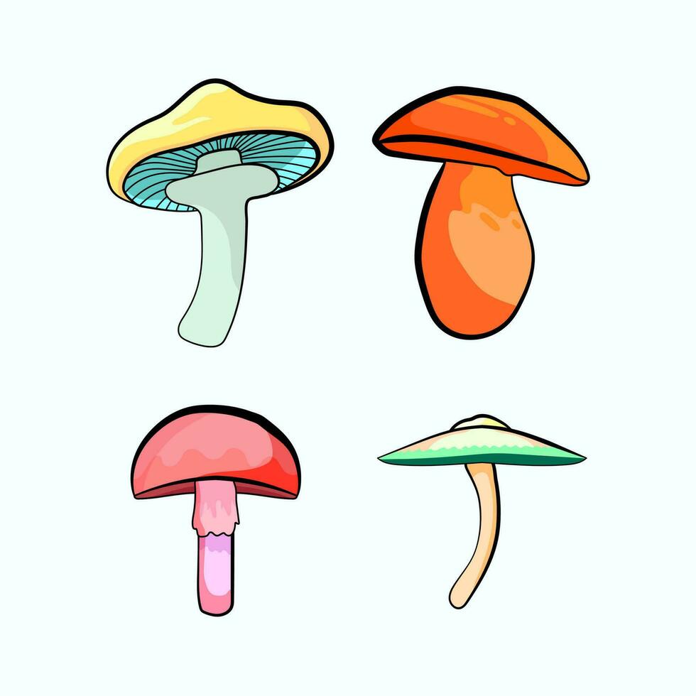 gemakkelijk illustratie van divers oor champignons kan worden gebruikt voor paddestoel teelt logos of pictogrammen vector