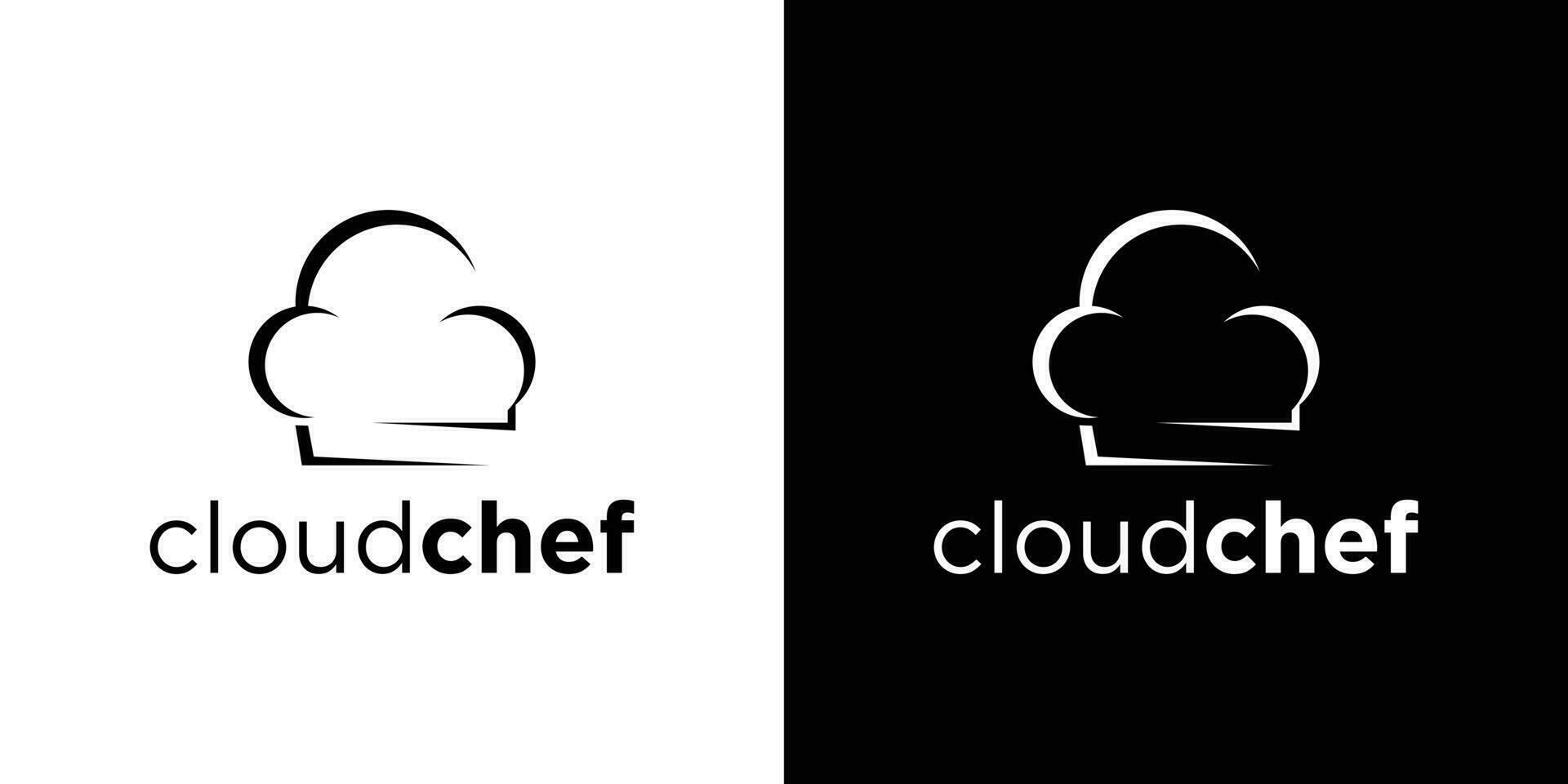 logo ontwerp creatief hoed chef en wolk icoon vector illustratie