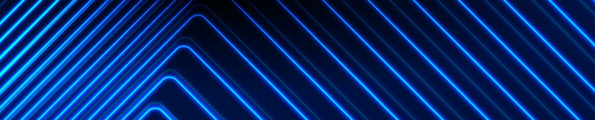 blauw gloeiend neon lijnen abstract tech banier vector