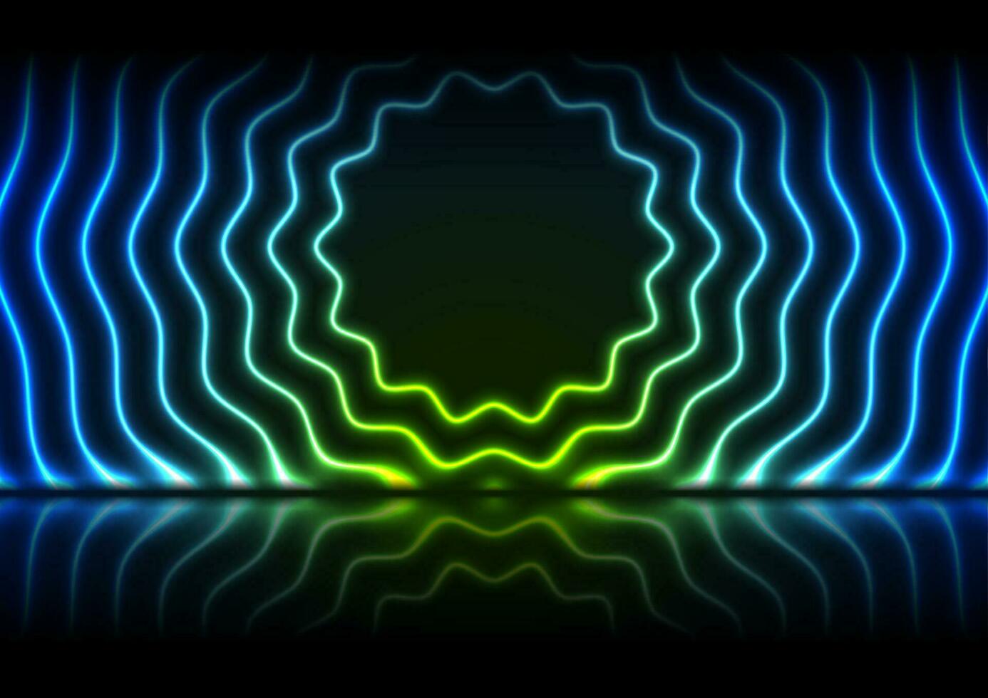 blauw groen neon golvend cirkels technologie achtergrond vector