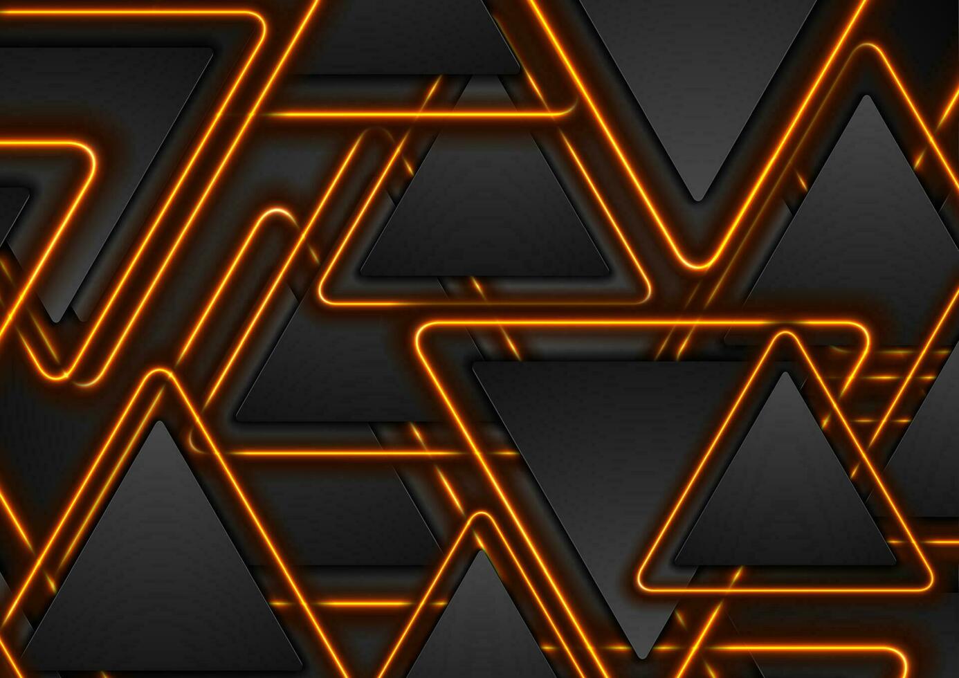 zwart en gloeiend oranje driehoeken abstract achtergrond vector