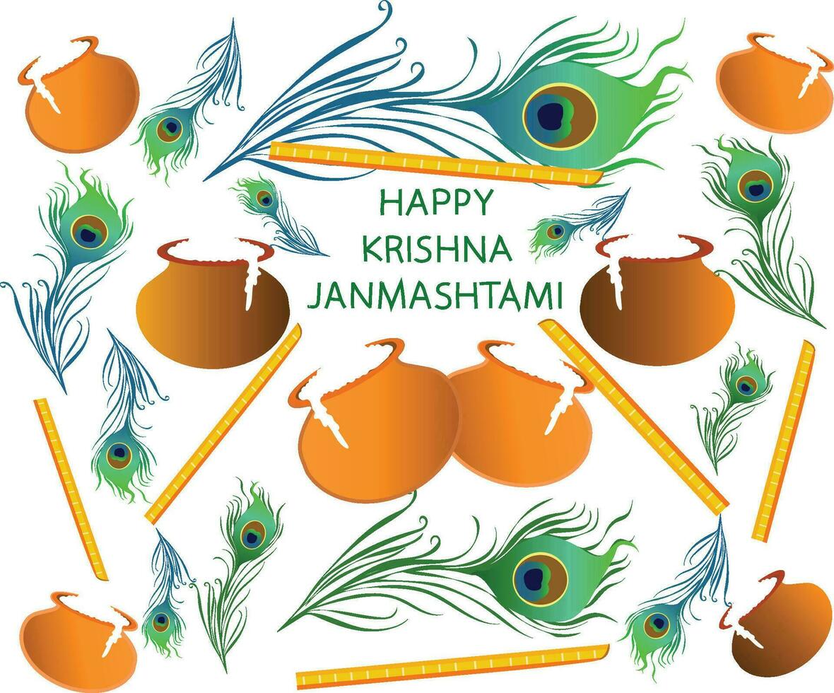 gelukkig krishna janmashtami festival vector