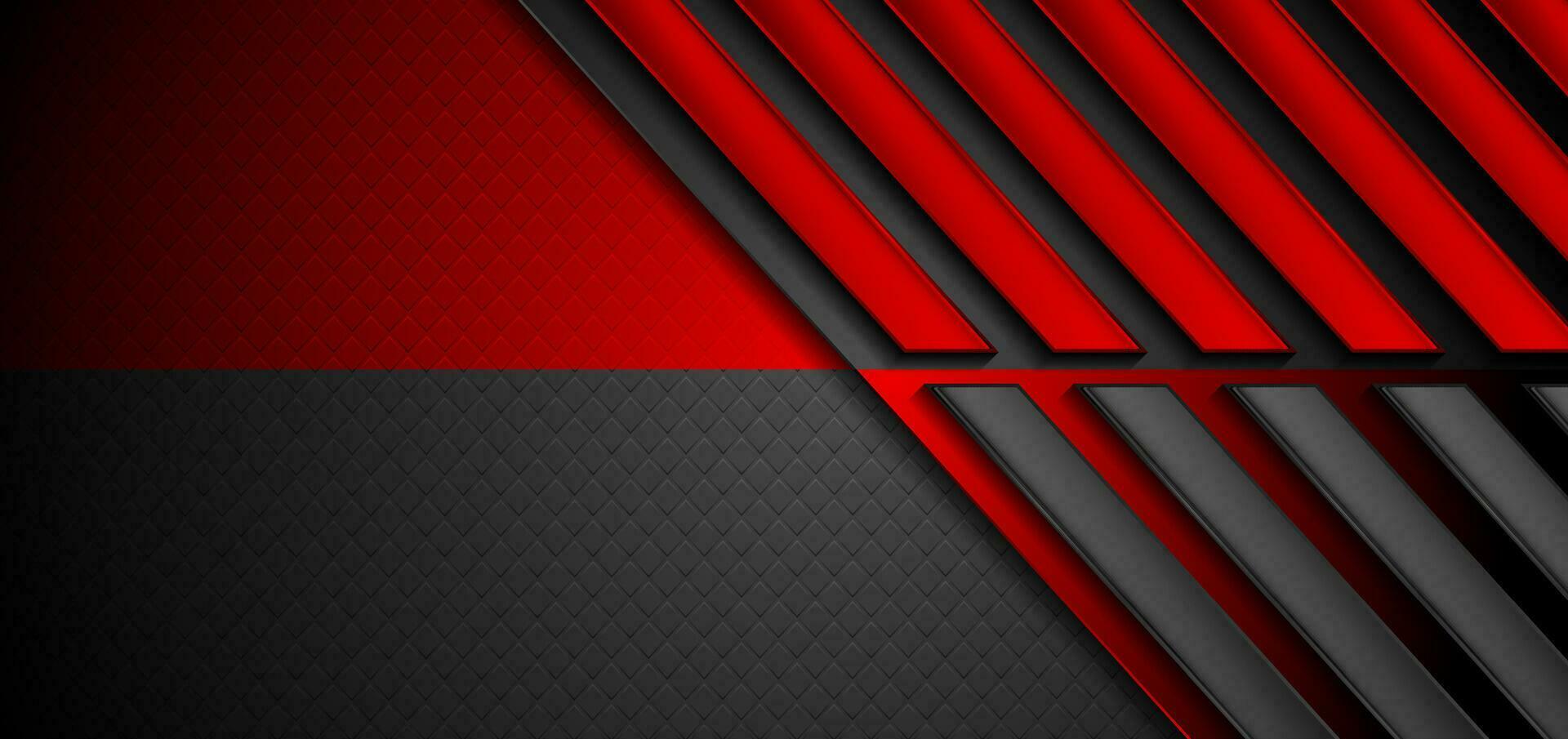 contrast rood en zwart technologie achtergrond met glanzend strepen vector